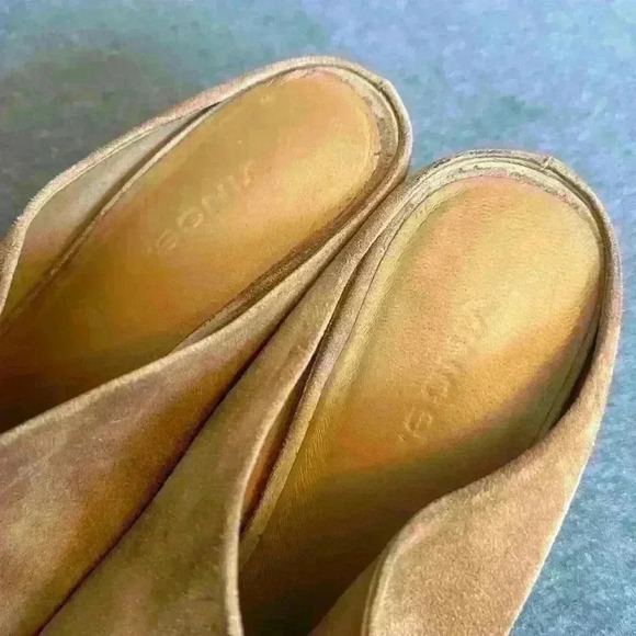 Vince Cuoio Camel Suede Open Toe Slide Stack Heel Made in Italy Women’s Size 8.5 - Picture 10 of 11